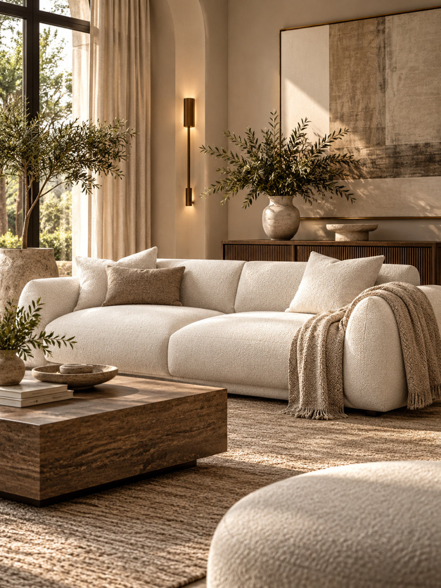 Modern Luxury Cream Boucle Sofa | OROA