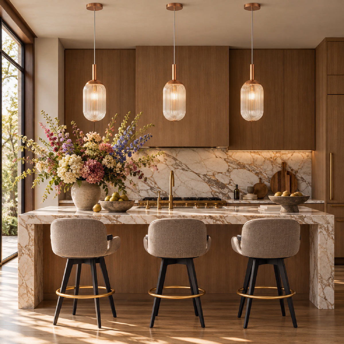 Modern European furniture - Ribbed Glass Pendant Lamp - www.oroa.com