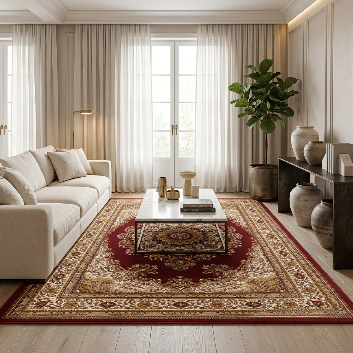 Modern European furniture - Red Medallion Area Rug - www.oroa.com