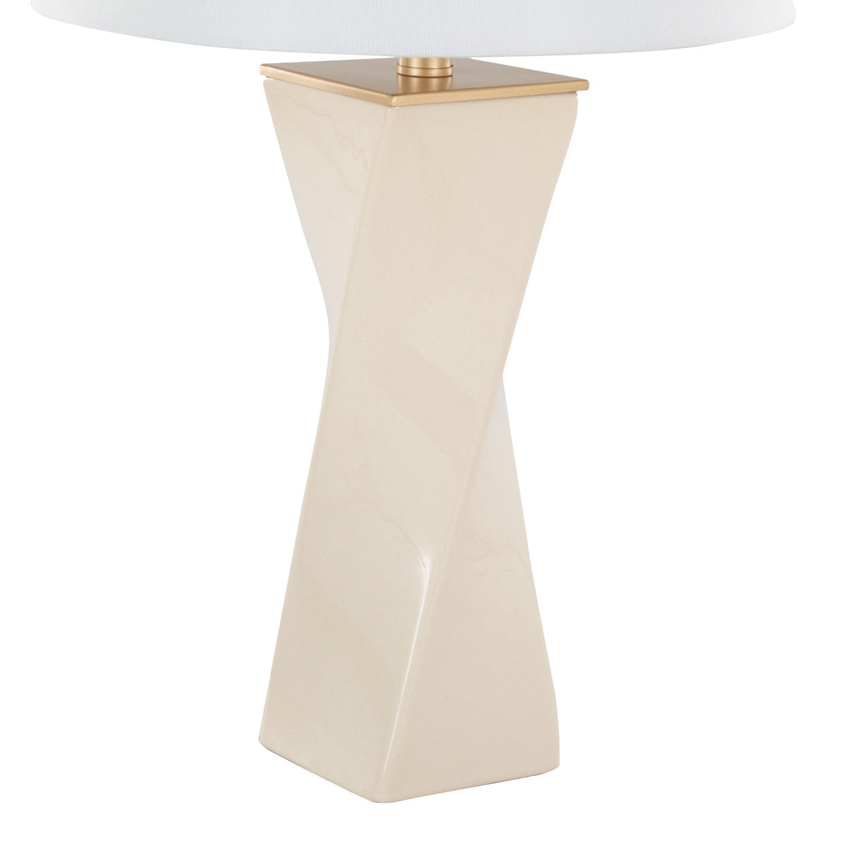 Contemporary Square Cream Ceramic Table Lamp by OROA