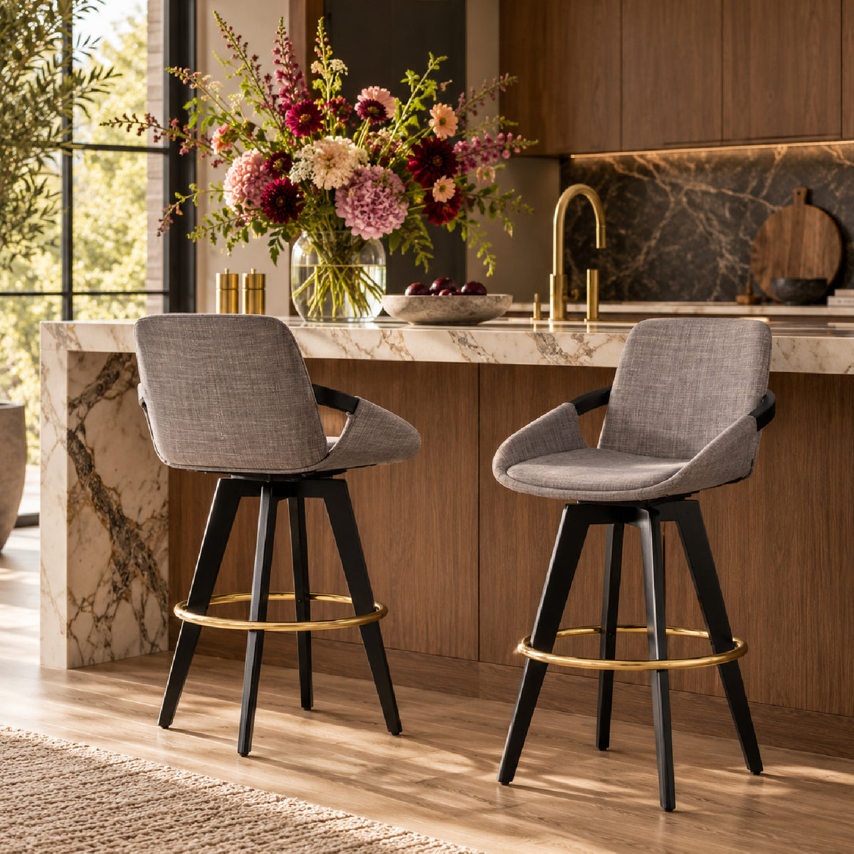 Fixed-Height Swivel Barstools (2) | OROA