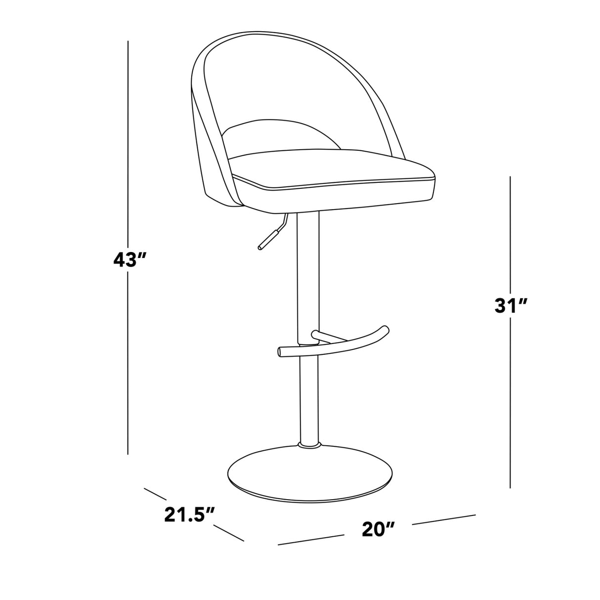 Modern Style Adjustable Barstools (2) | OROA