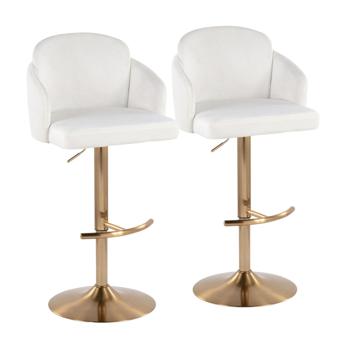 Adjustable Cream Gold Swivel Barstools (2) | OROA