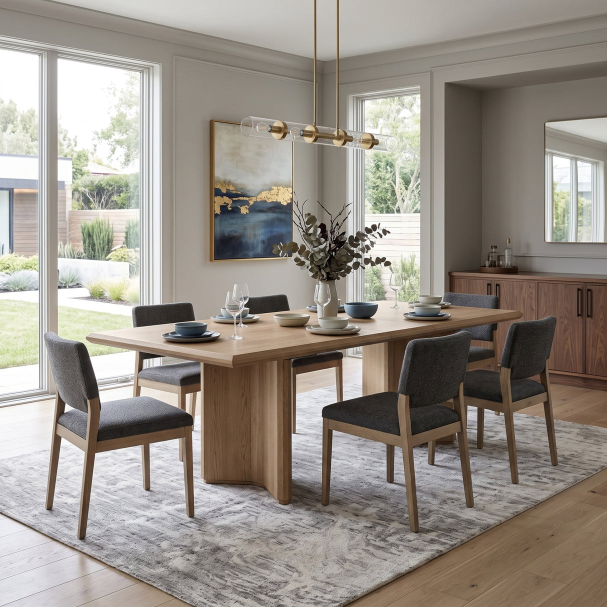 Angled Double Pedestal Extendable Dining Table | OROA