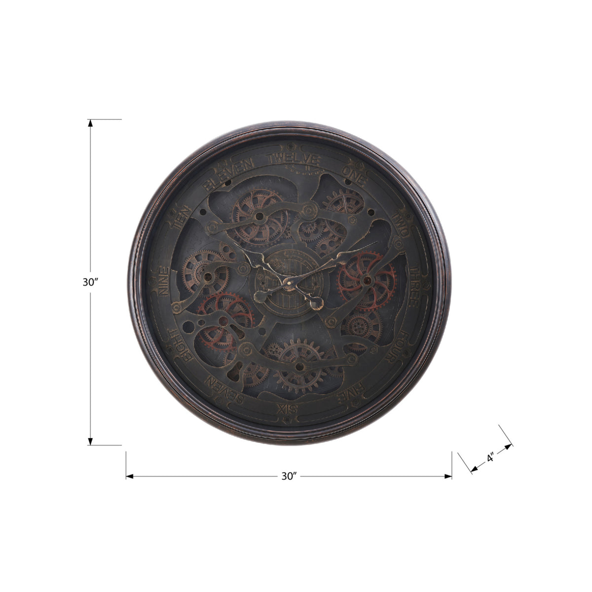 Modern European furniture - Round Black Gear Mechanism Wall Clock - www.oroa.com