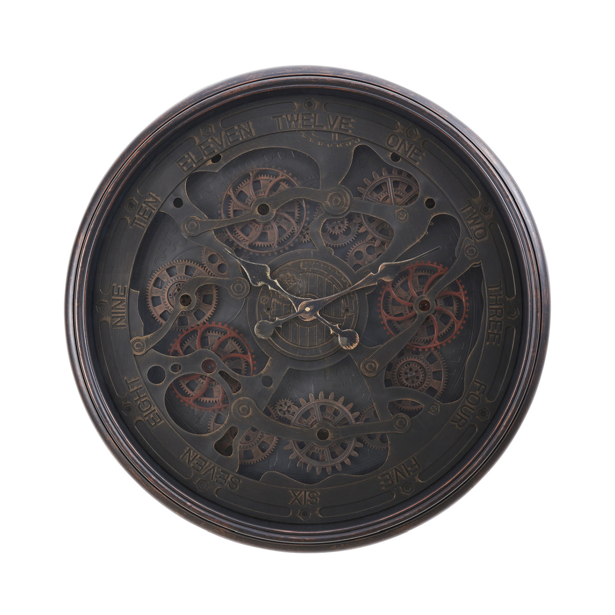 Modern European furniture - Round Black Gear Mechanism Wall Clock - www.oroa.com