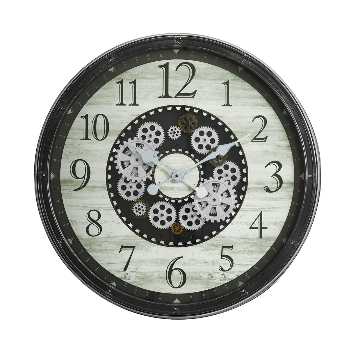Round Oversized Brown Gear Wall Clock | OROA