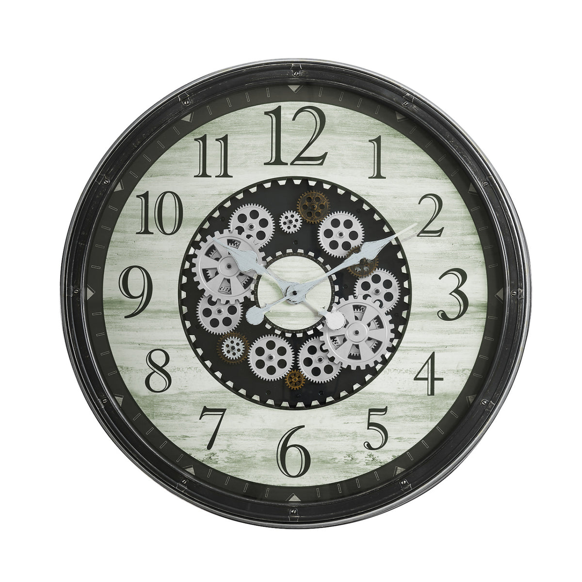 Round Oversized Brown Gear Wall Clock | OROA