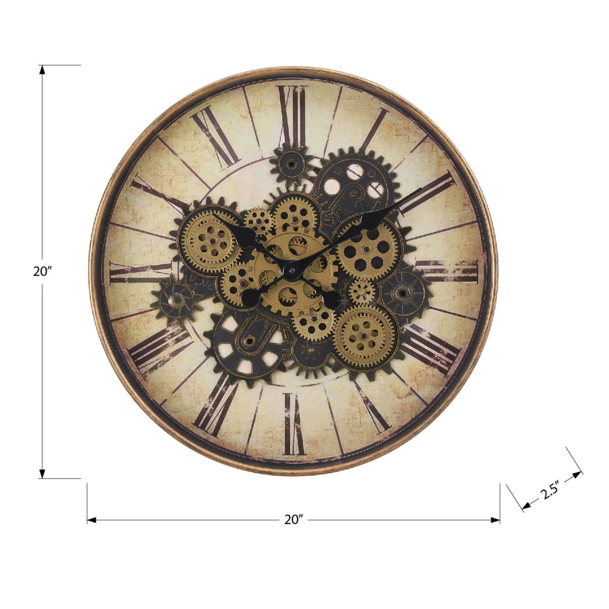 Modern European furniture - Round Brown Gear Mechanism Wall Clock - www.oroa.com