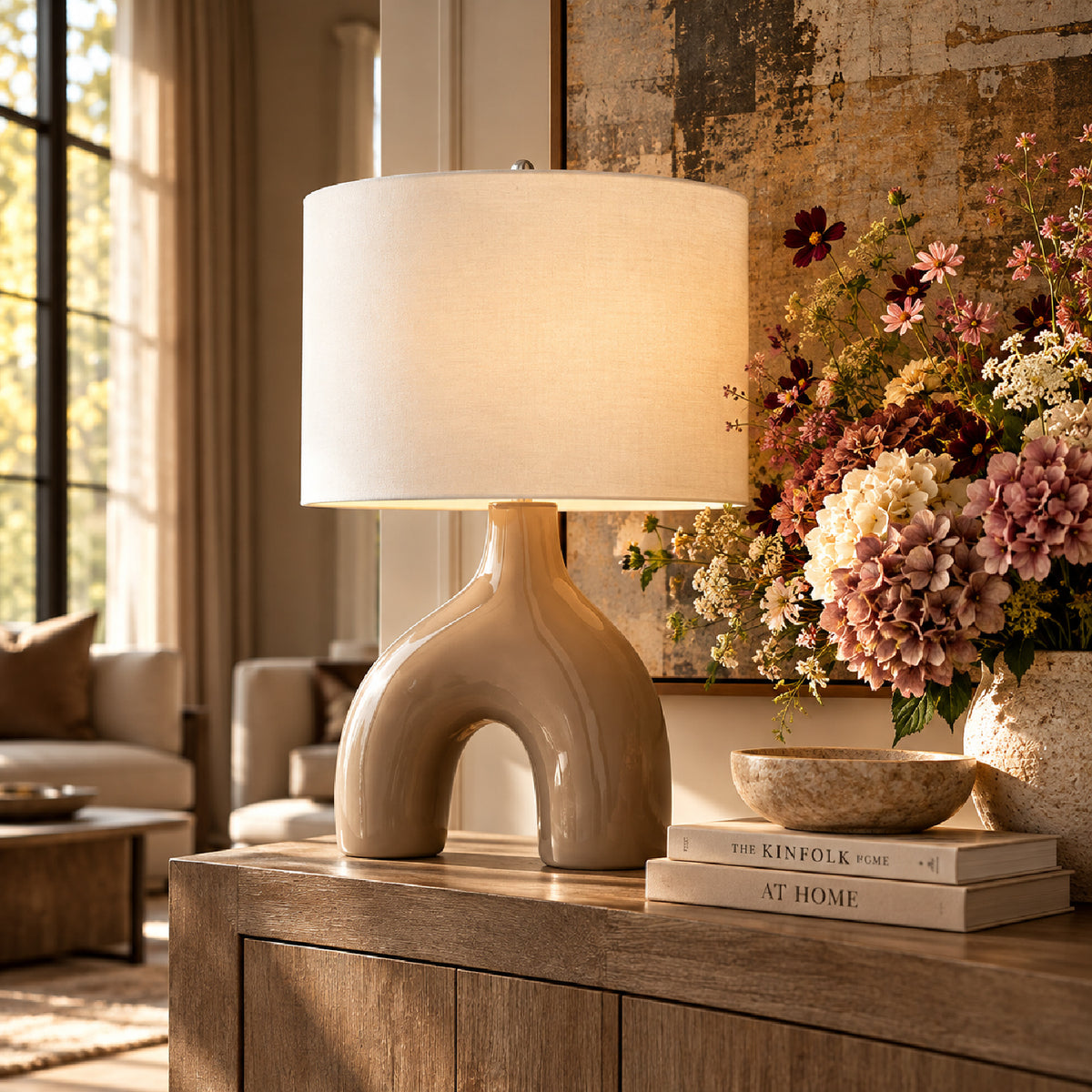 Brown Ceramic Table Lamp by OROA