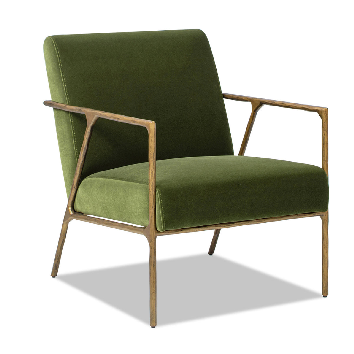 Modern European furniture -Upholstered Brass Framed Armchair - www.oroa.com