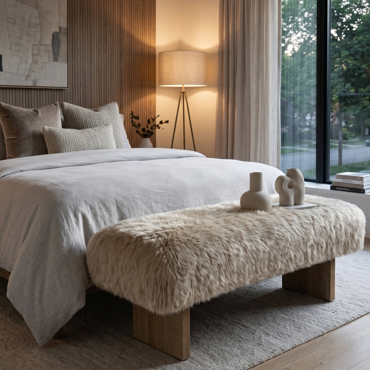 Natural New Zealand Sheepskin Bench | OROA