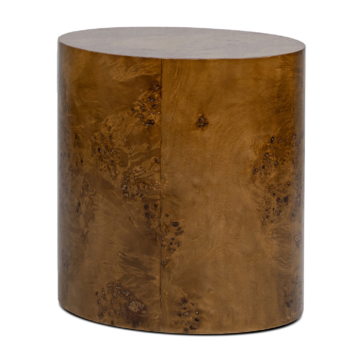 Brown Walnut Oval Pillar Side Table | OROA