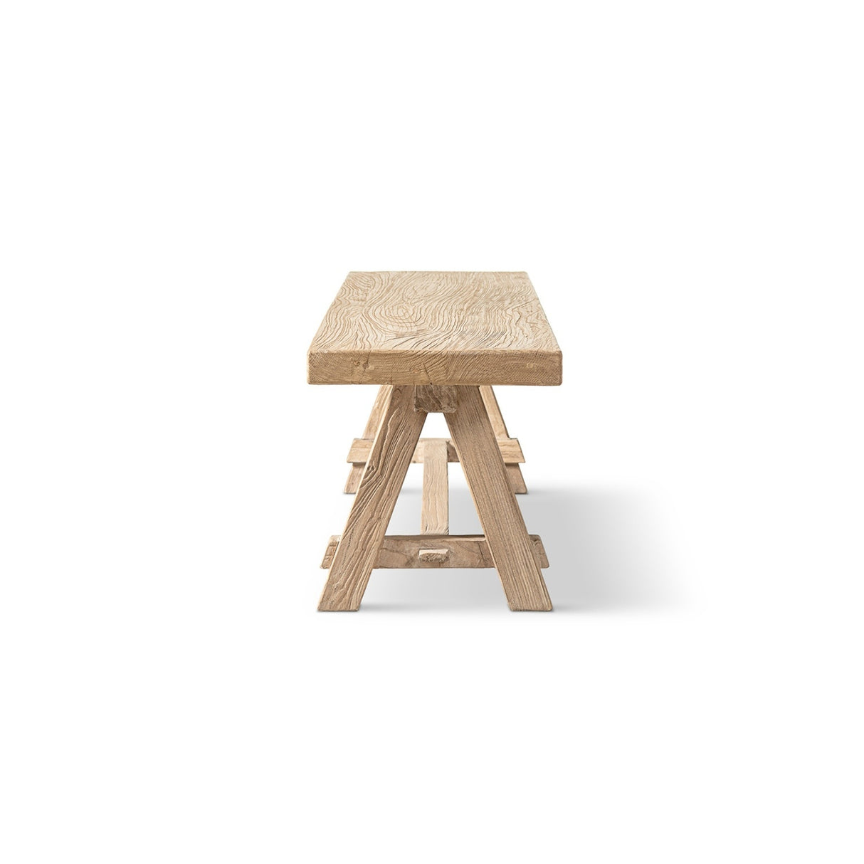 Natural Brown Reclaimed Elm Trestle Dining Bench | OROA - www.oroa.com