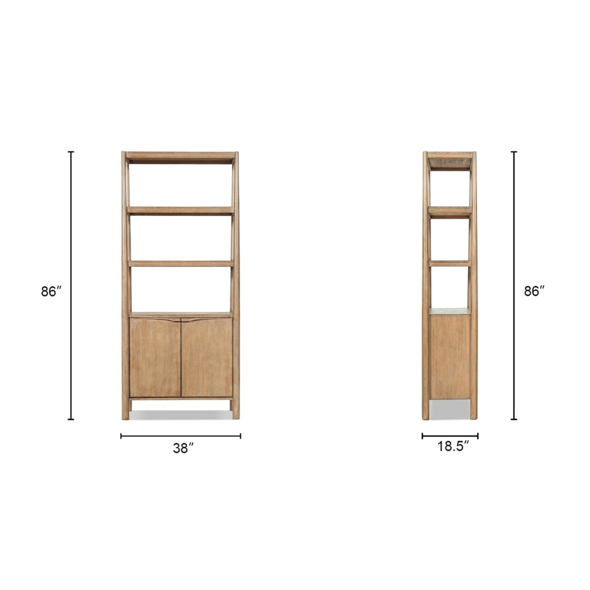 Antique Natural Reclaimed Pine Wood Bookcase | OROA