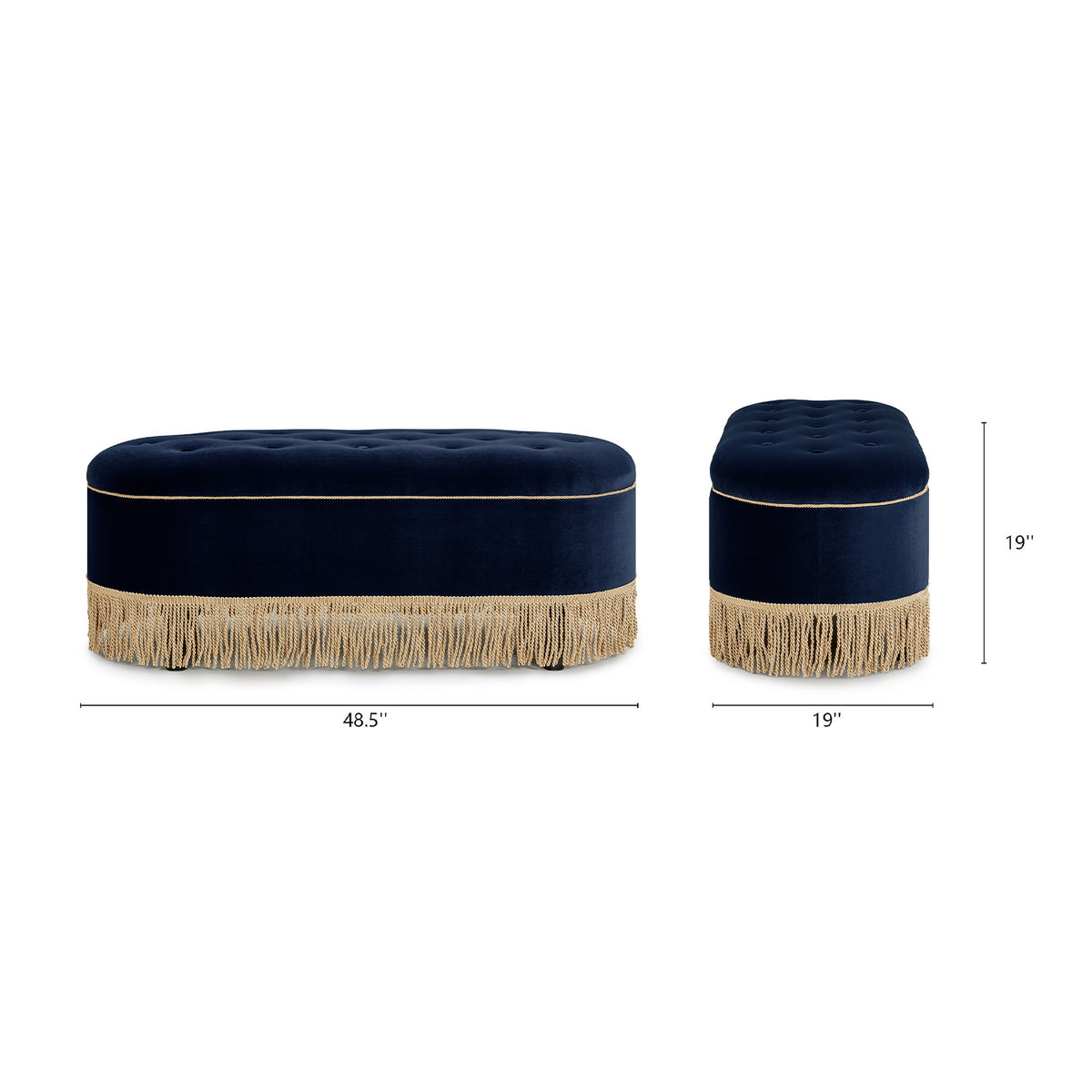 Navy Blue Velvet Storage Bench | OROA