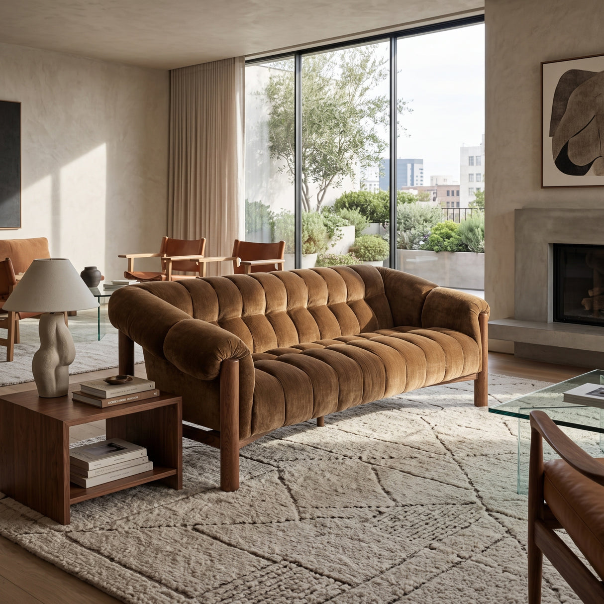 Sansa Bronze Upholstered Sofa | OROA