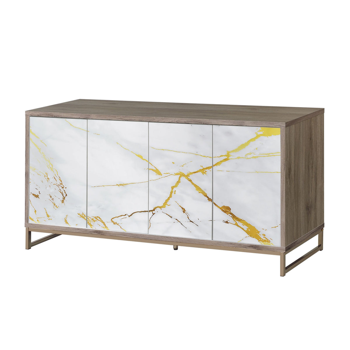 White Marble Paint Console Cabinet | OROA