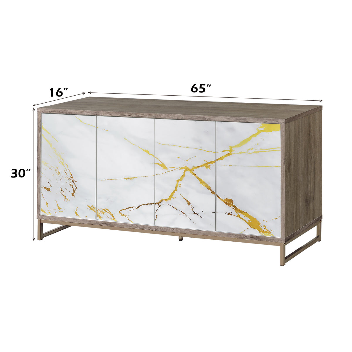 White Marble Paint Console Cabinet | OROA