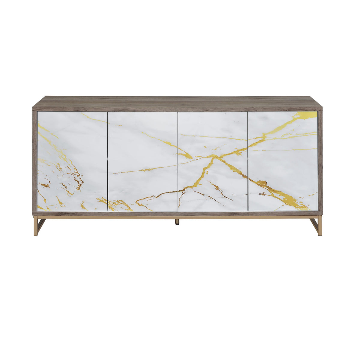 White Marble Paint Console Cabinet | OROA