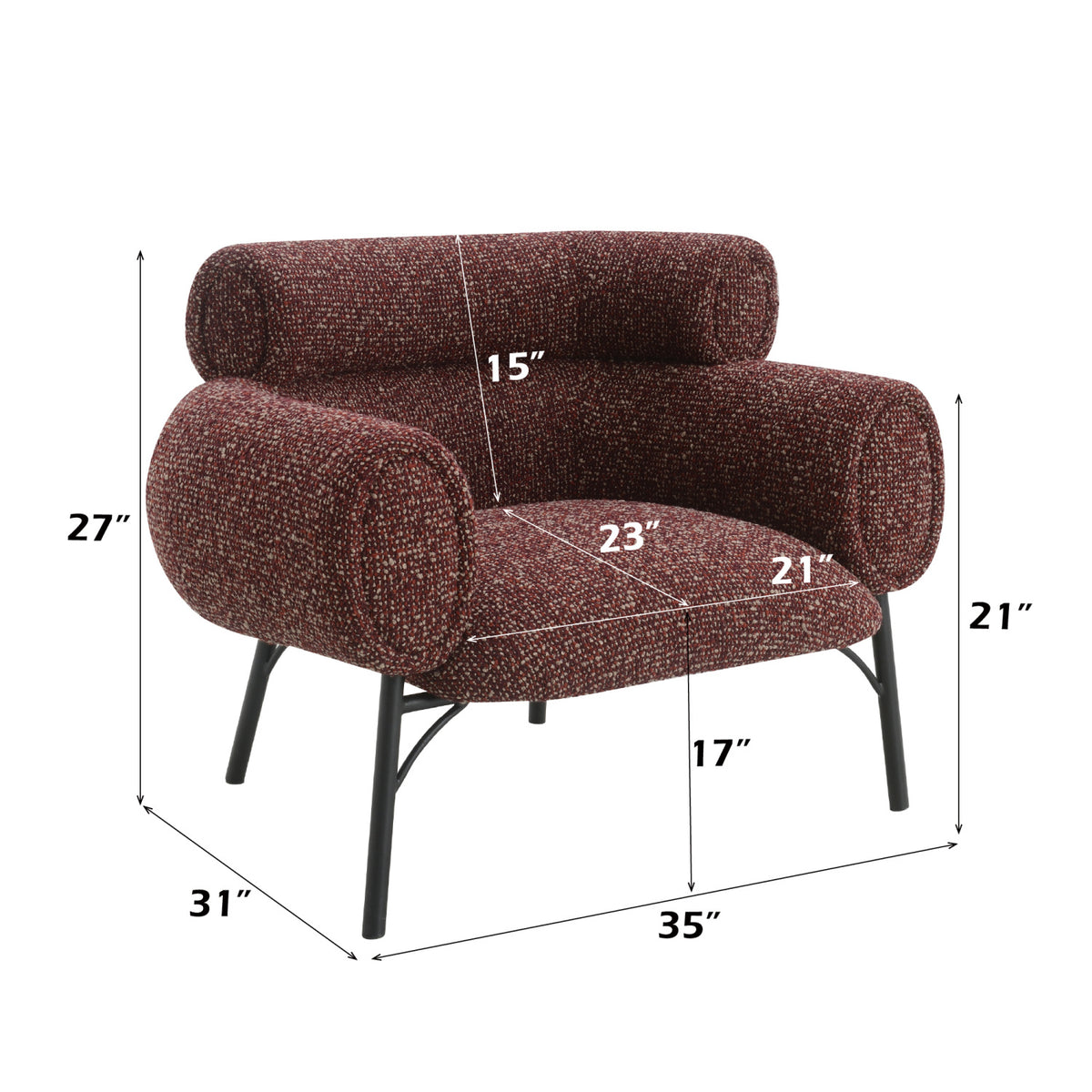 Modern European furniture - Mardi Maroon Tweed Chair - www.oroa.com