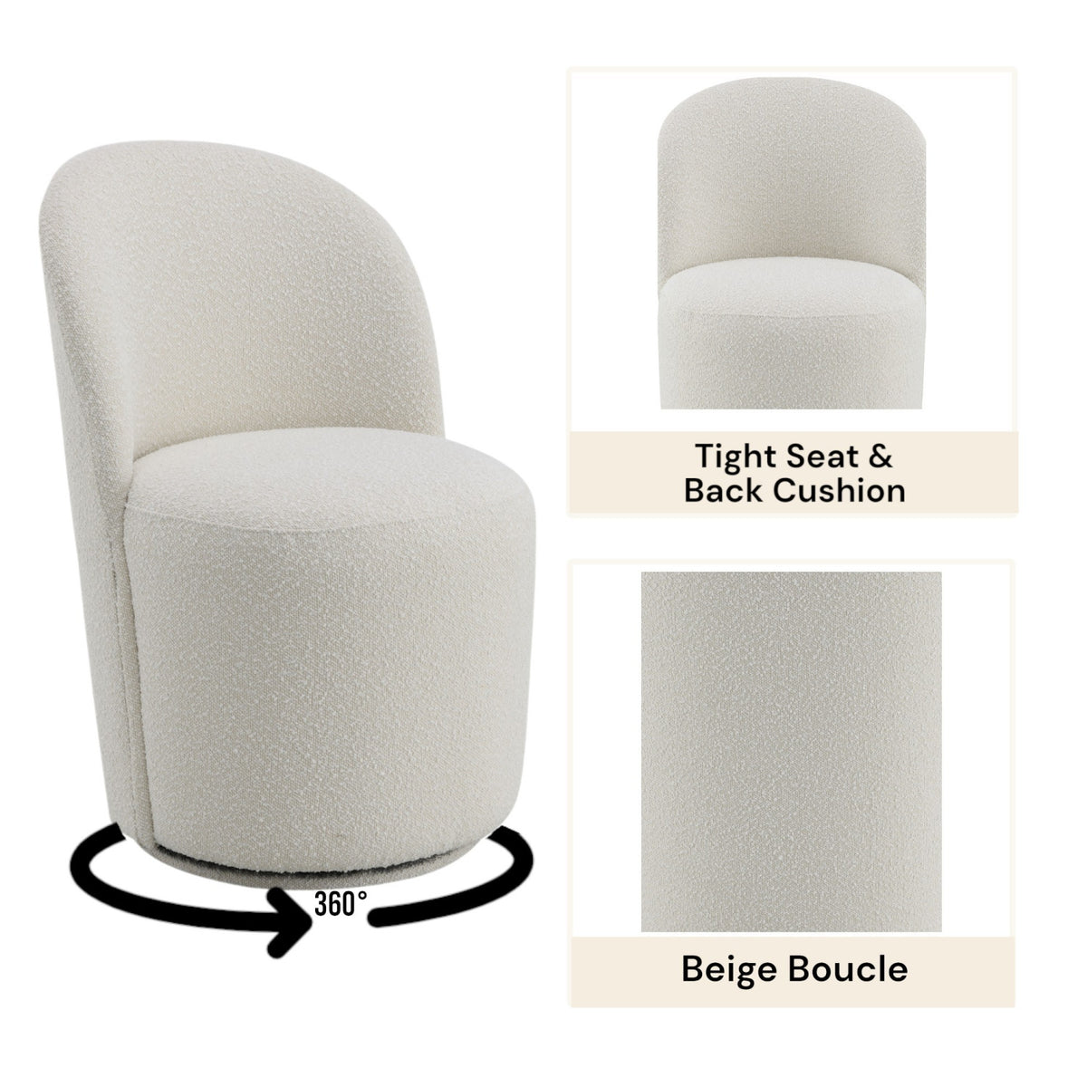 Hollis Beige Boucle Side Chairs (2) | OROA