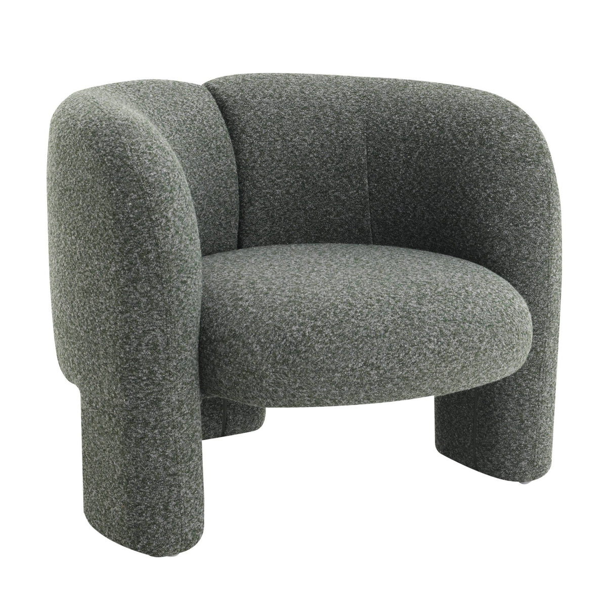 Green Curved Tweed Accent Chair | OROA