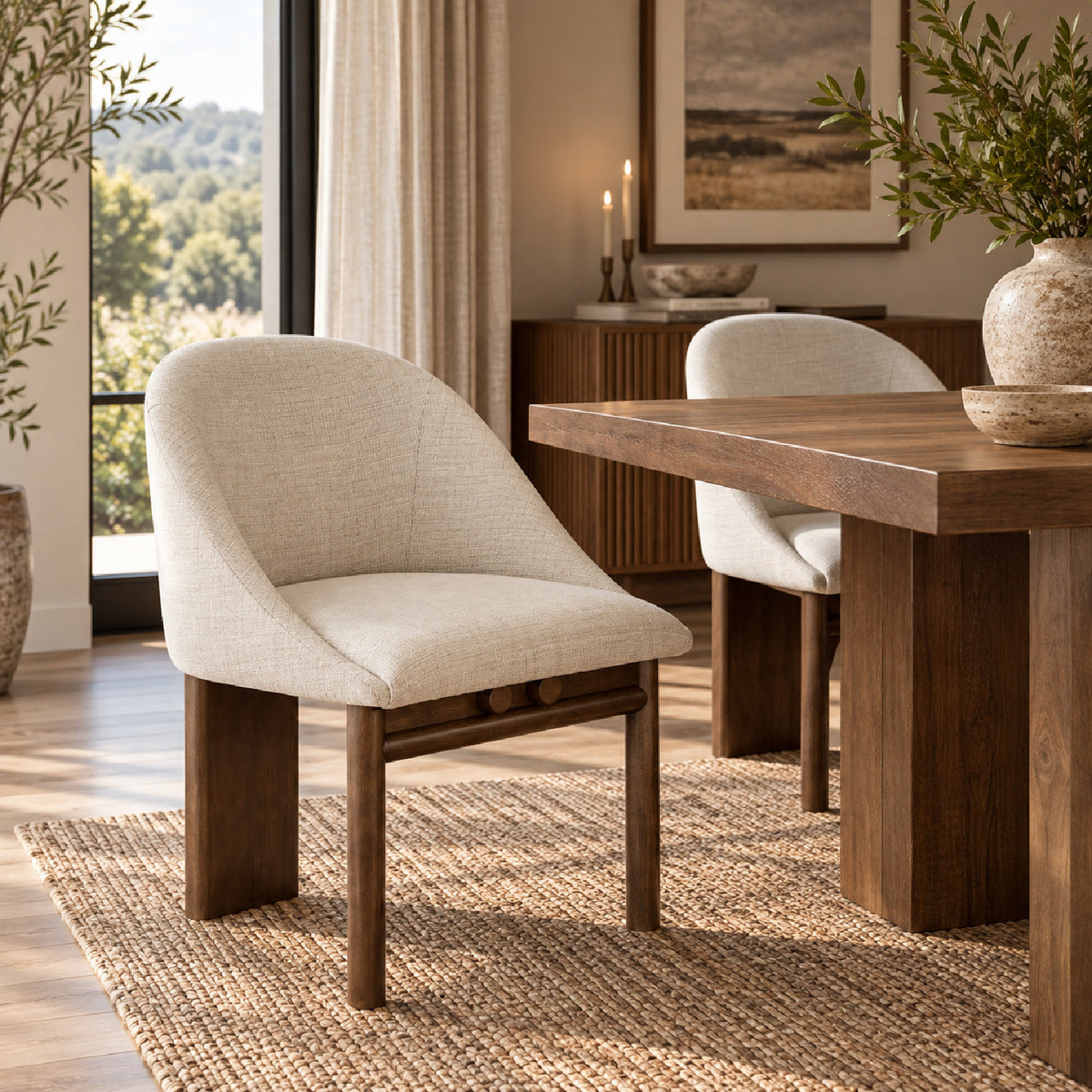 Beige Linen Accent Chairs (2) | Maison Naturelle