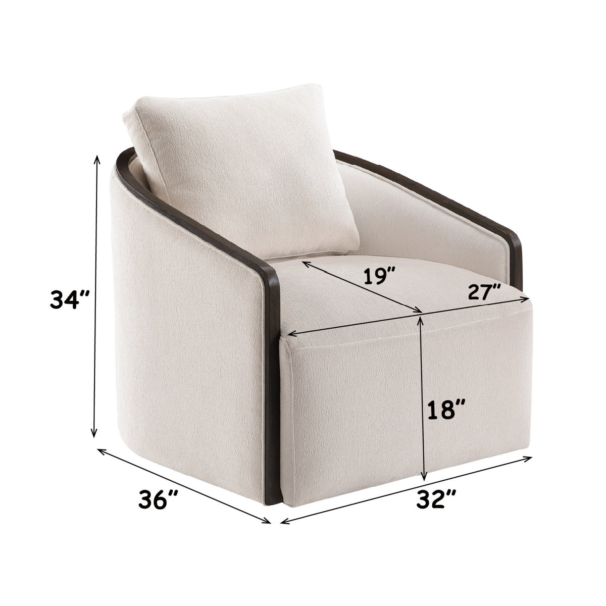 Beige Chenille Swivel Accent Chair | OROA