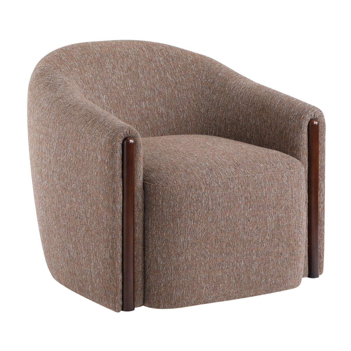 Brown Chenille Swivel Accent Chair | OROA