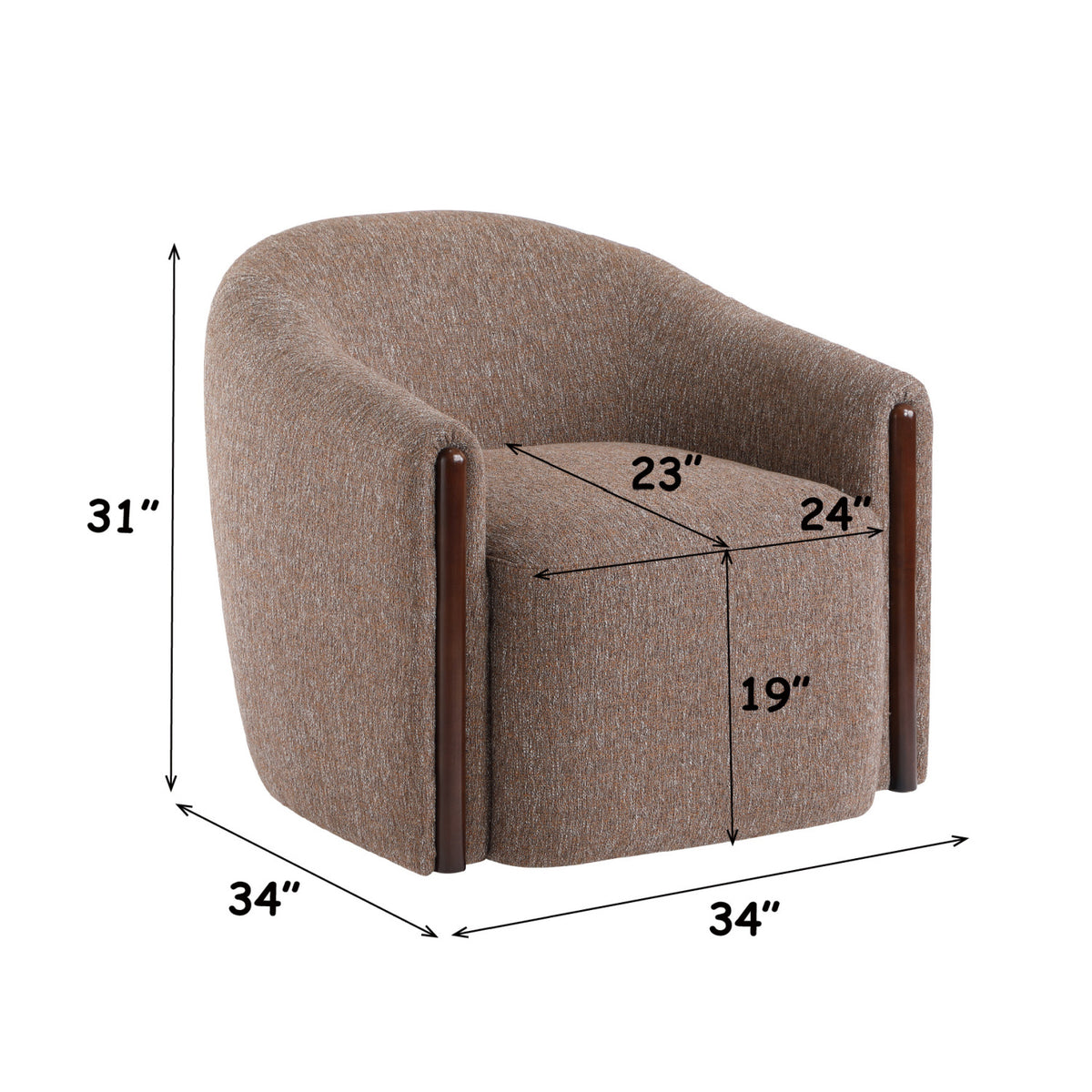 Brown Chenille Swivel Accent Chair | OROA