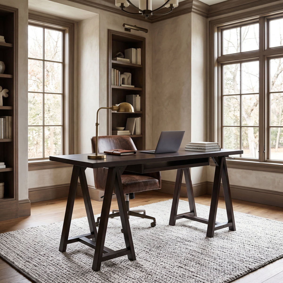 Modern European furniture - Dark Chestnut Brown Solid Wood Desk - www.oroa.com