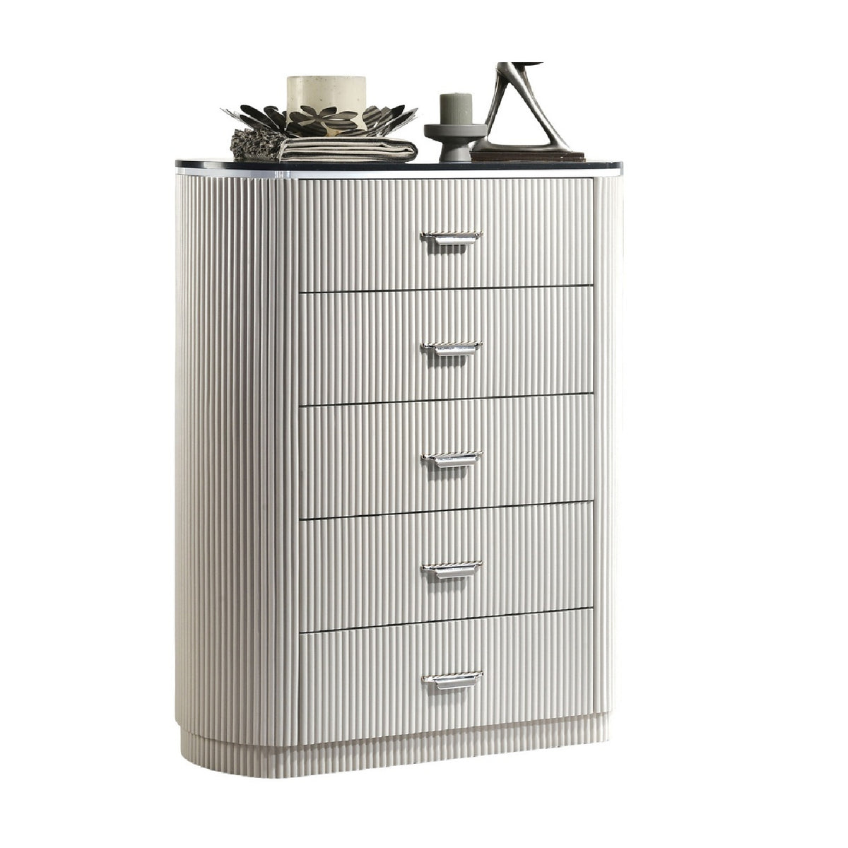 Modern European furniture - Light Gray 5-Drawer Chest - www.oroa.com
