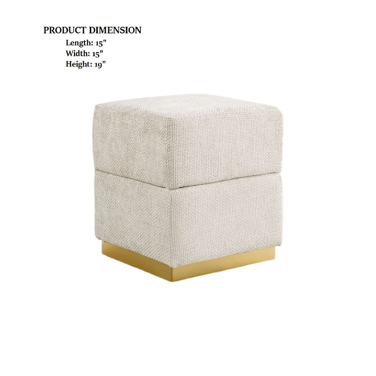 Beige Cube Accent Storage Stool | OROA