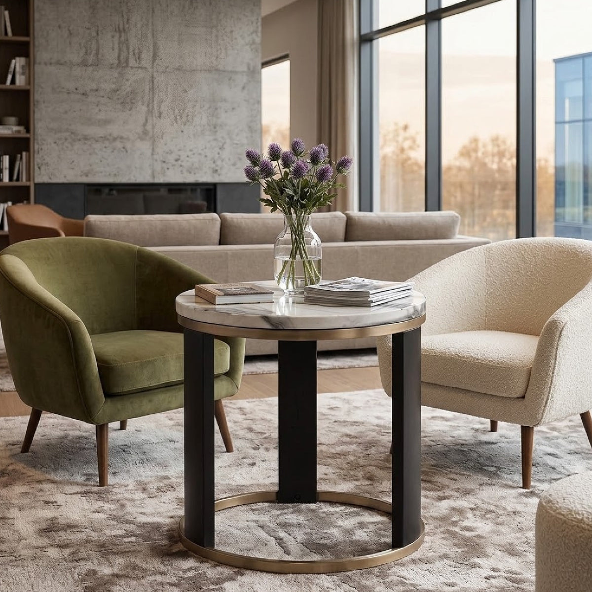 Contemporary Marble Top End Table | OROA