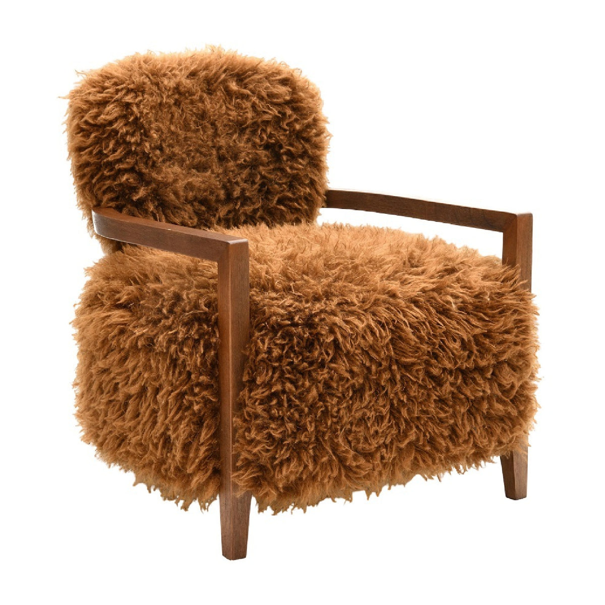 Camel Brown Fur Accent Chair | OROA