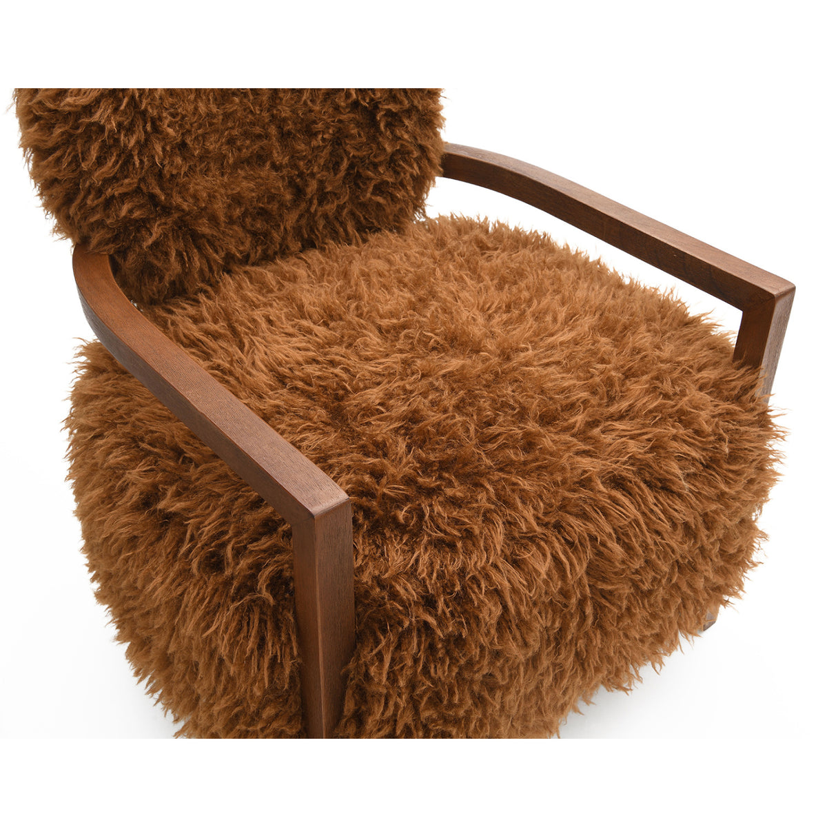 Camel Brown Fur Accent Chair | OROA