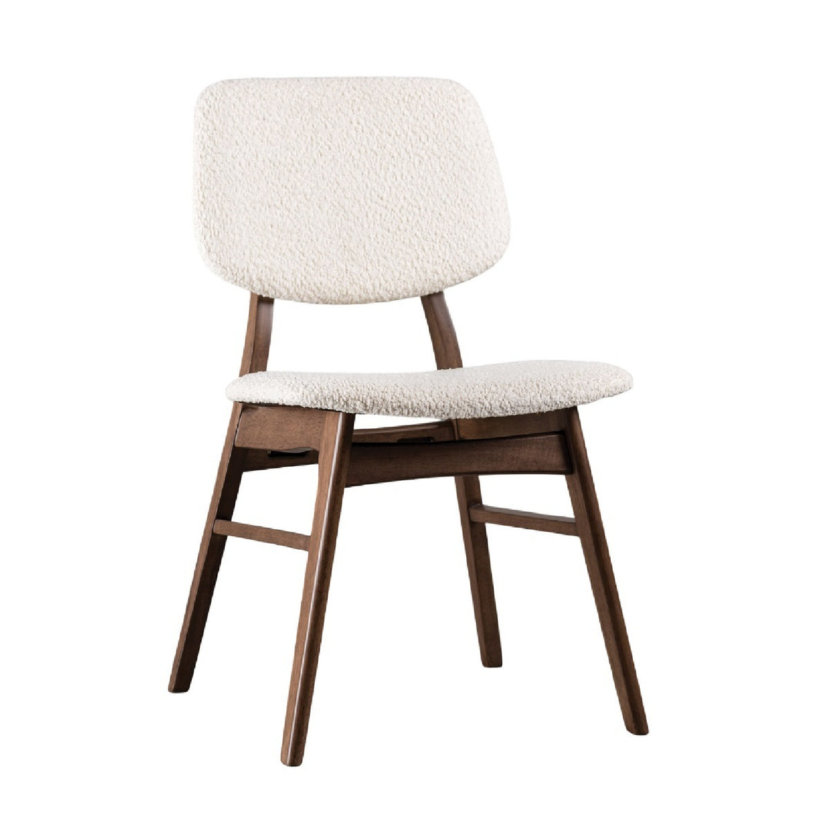 Modern European furniture - Mid-Century Walnut Beige Dining Chairs (2) - www.oroa.com