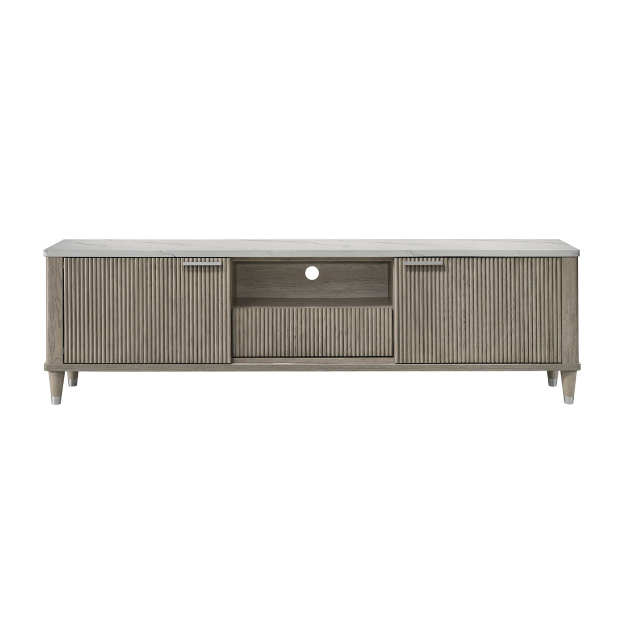 Modern European furniture - Modern Sleek White Faux Marble Top TV Stand - www.oroa.com
