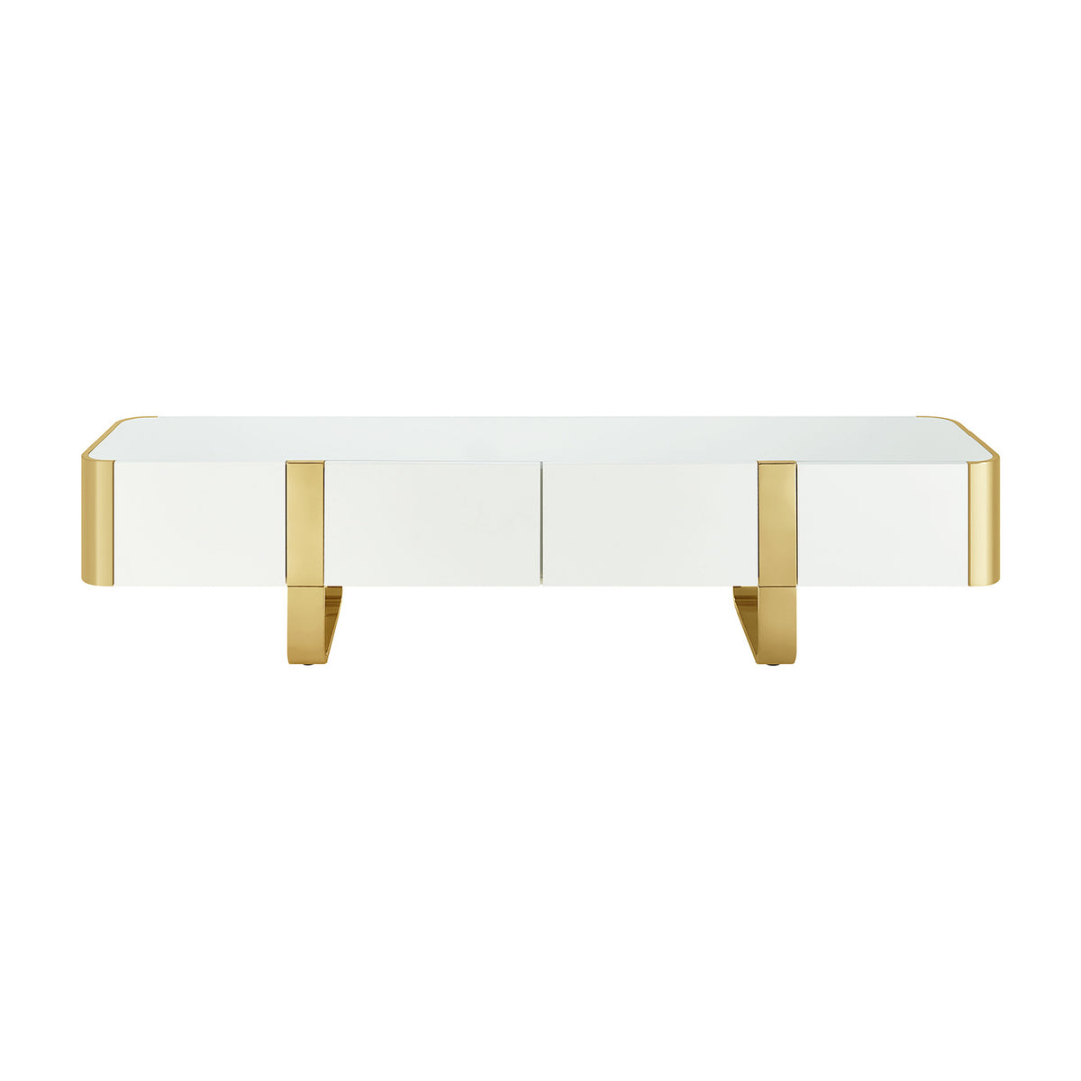 Contemporary White and Gold TV Stand Cabinet | OROA