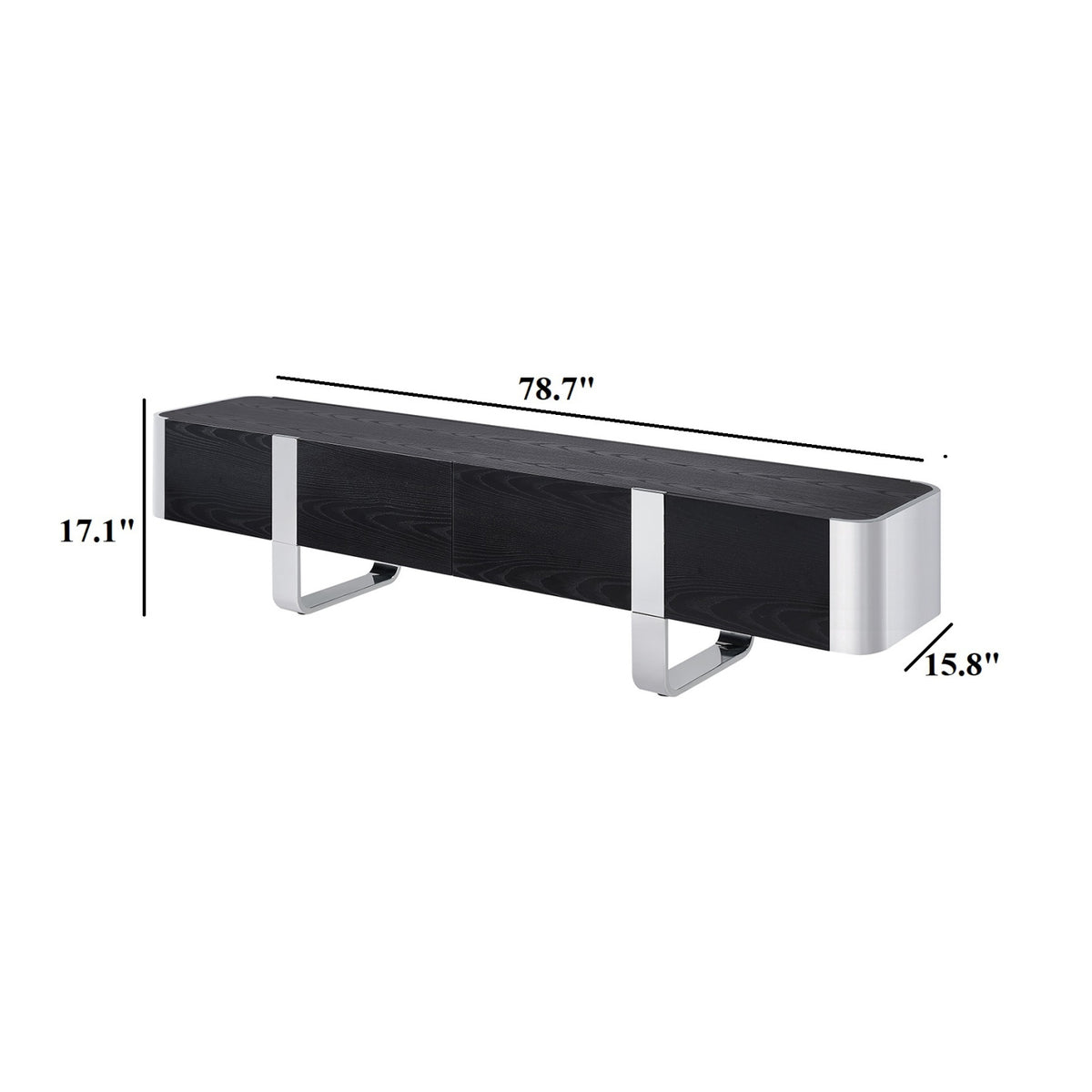 Modern Black and Silver TV Stand Cabinet | OROA