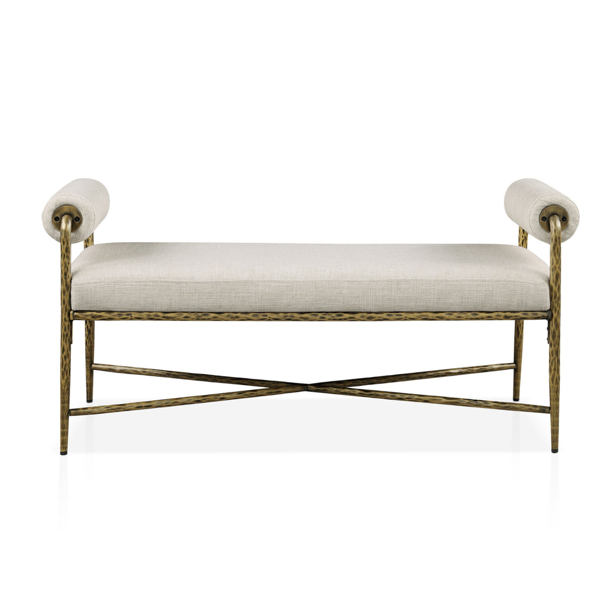 Matte Gold Hammered Steel Bench | OROA