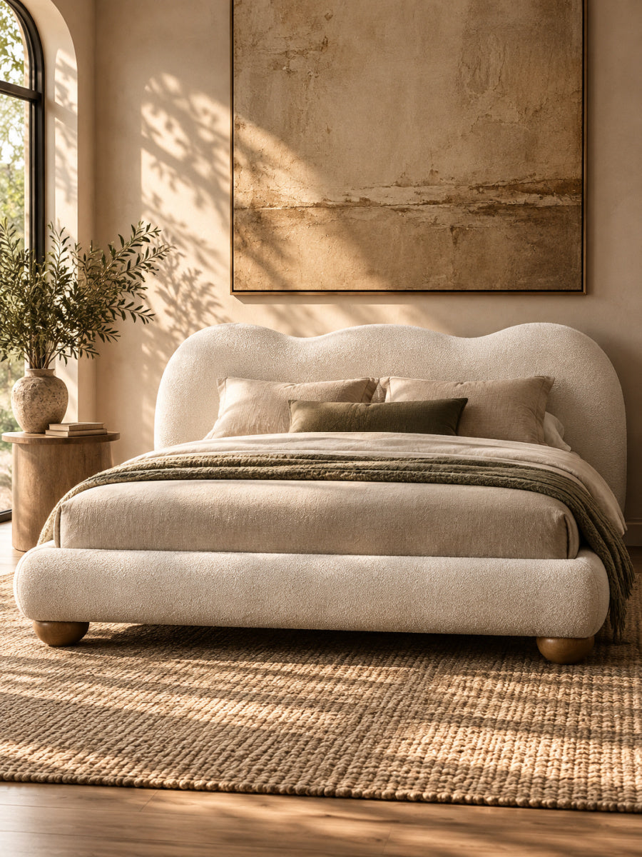 Modern European furniture - Boucle Upholstered King Bed - www.oroa.com