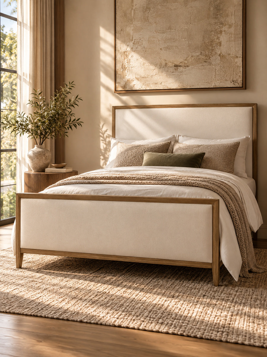 Modern European furniture - Upholstered Panel Design Queen Bed - www.oroa.com