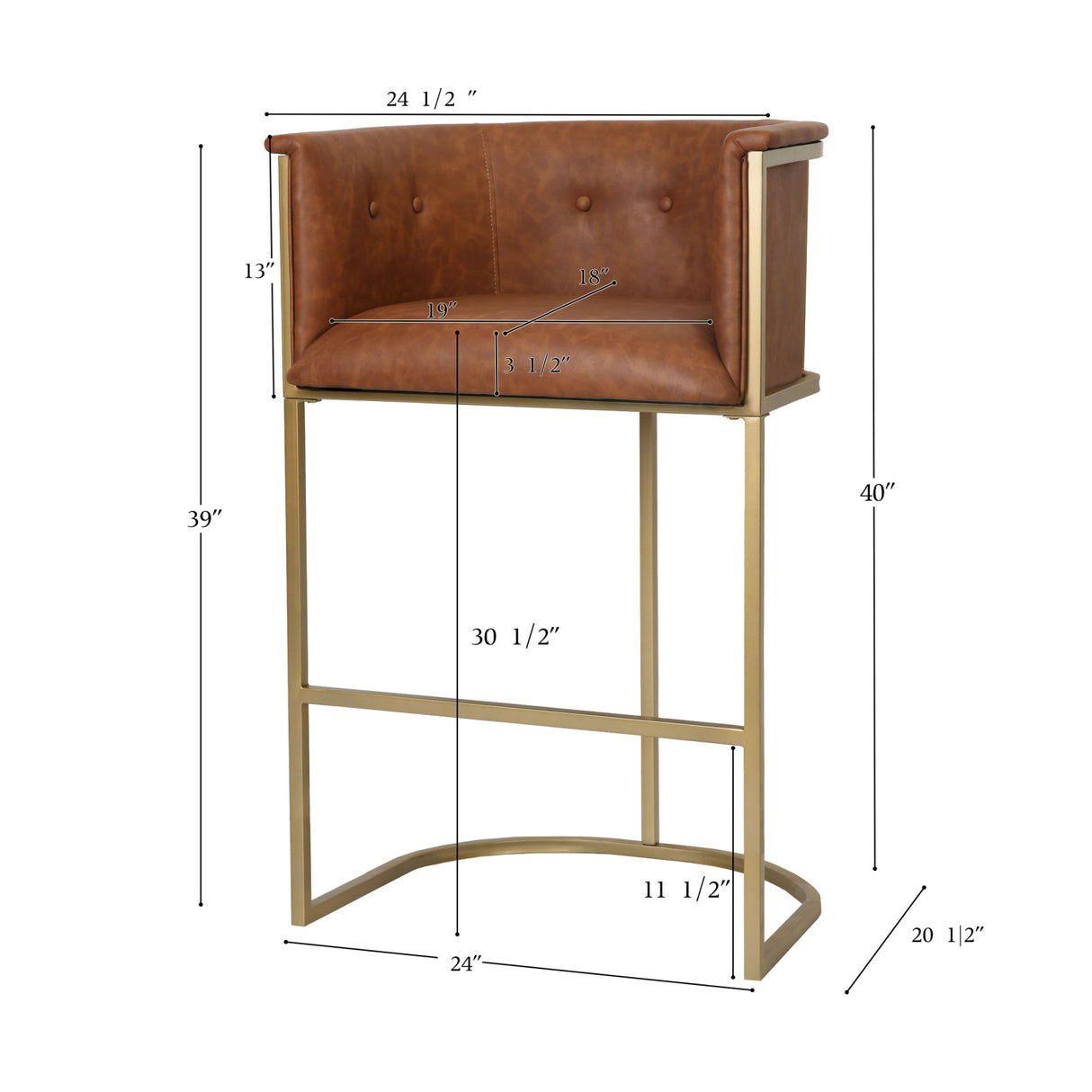 Tobacco Brown Brass Bar Stool | OROA