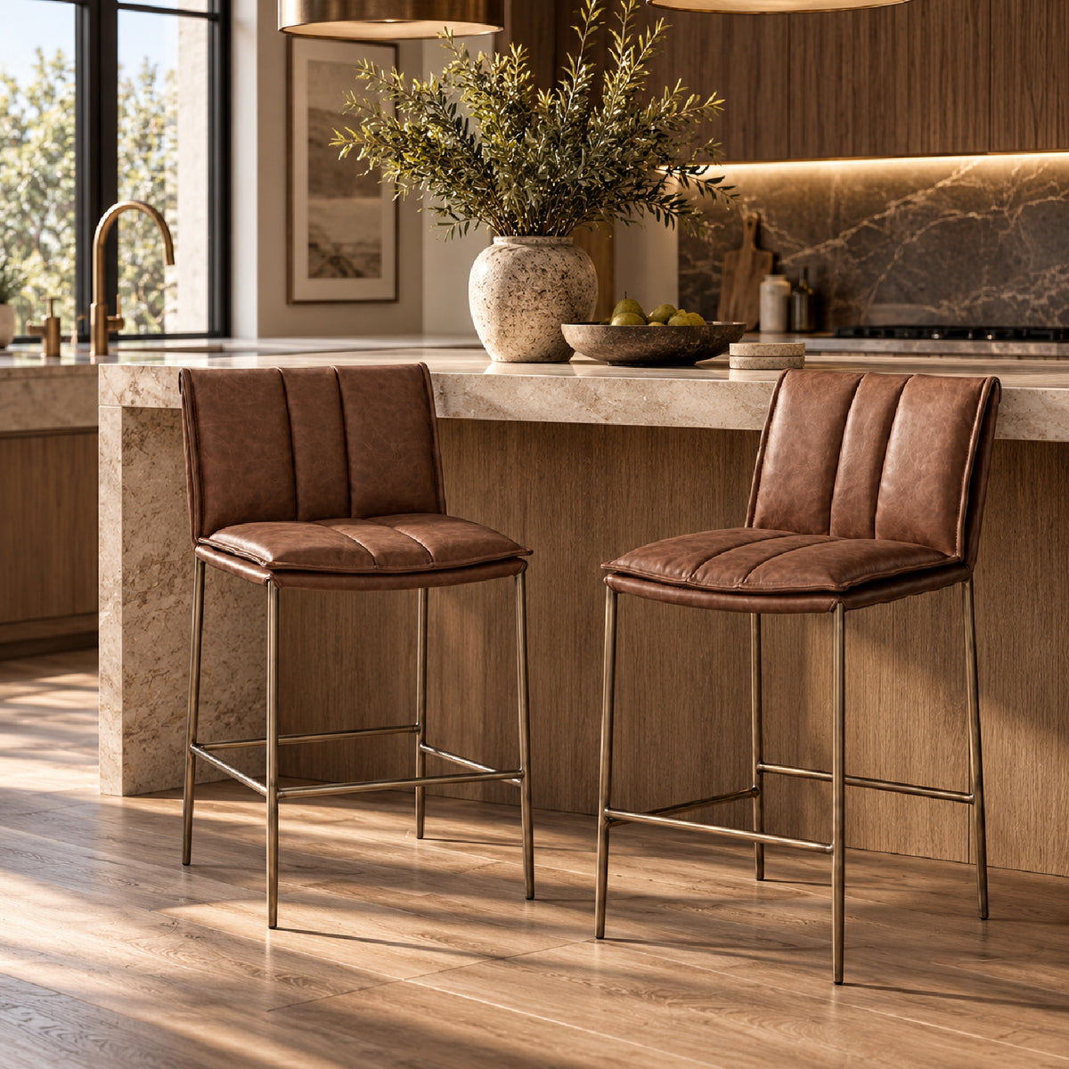 Brown Upholstered Counter Stool | OROA
