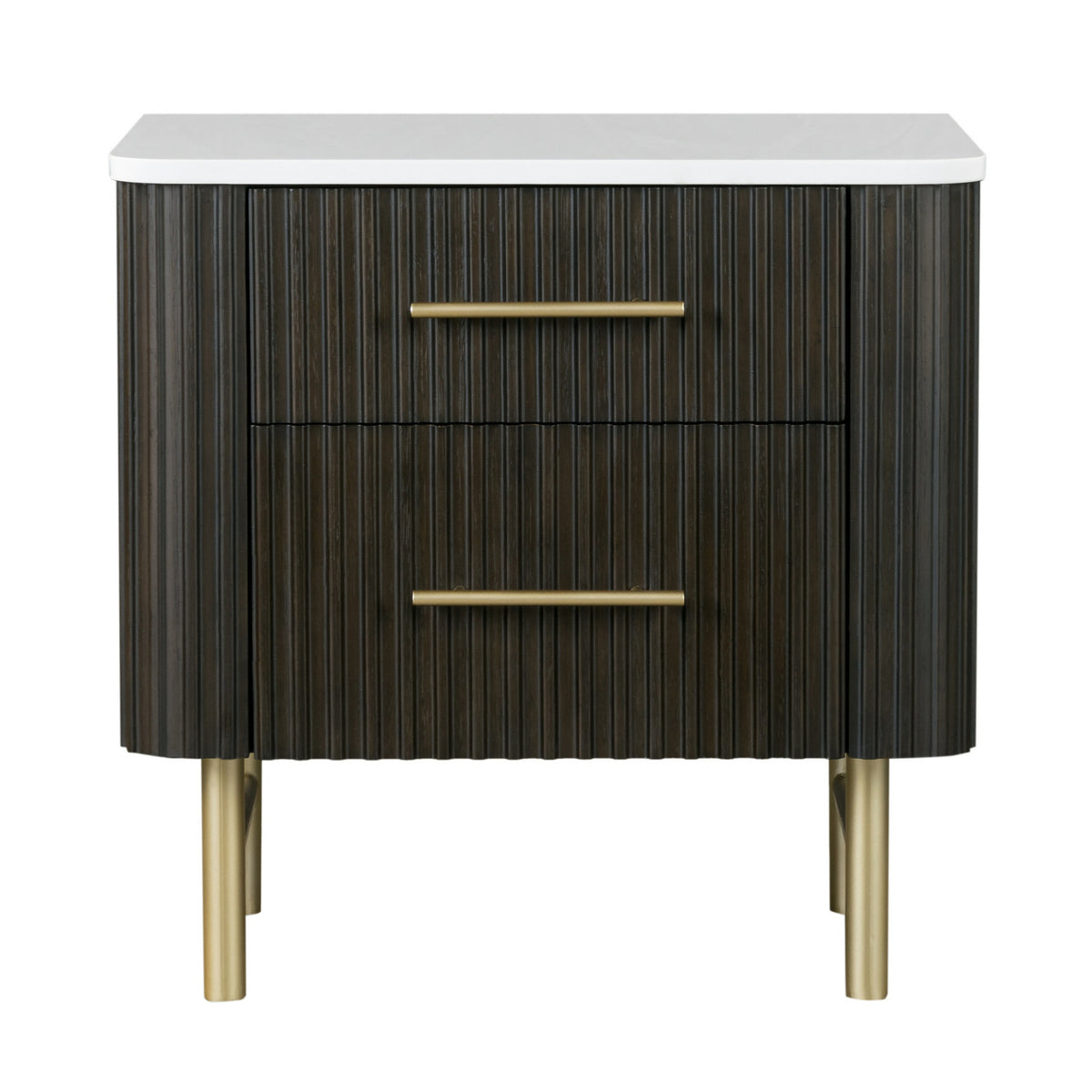 Natural Marble Top Espresso Nightstand | OROA