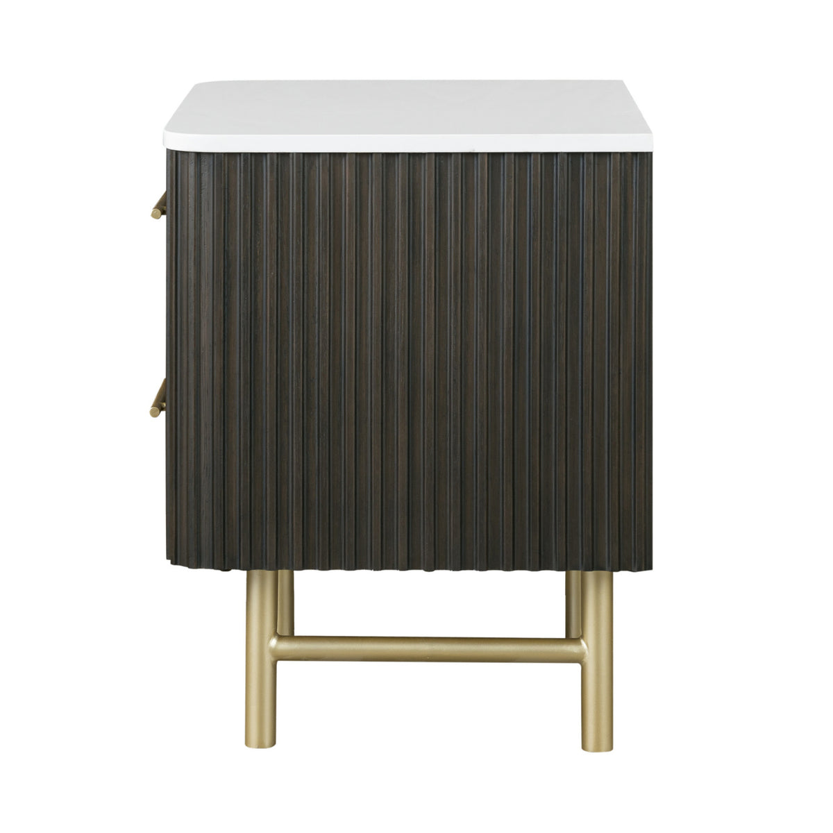 Natural Marble Top Espresso Nightstand | OROA