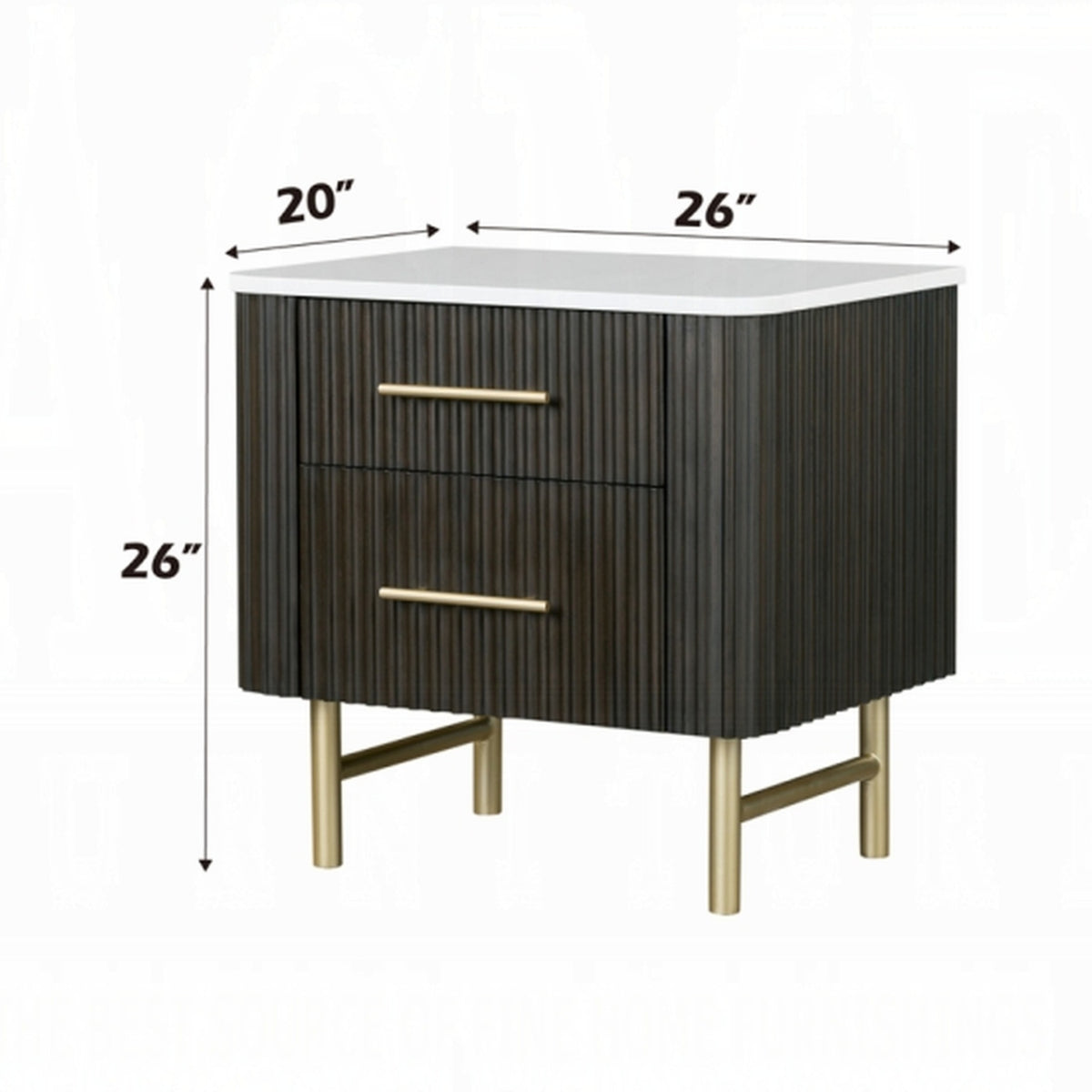 Natural Marble Top Espresso Nightstand | OROA