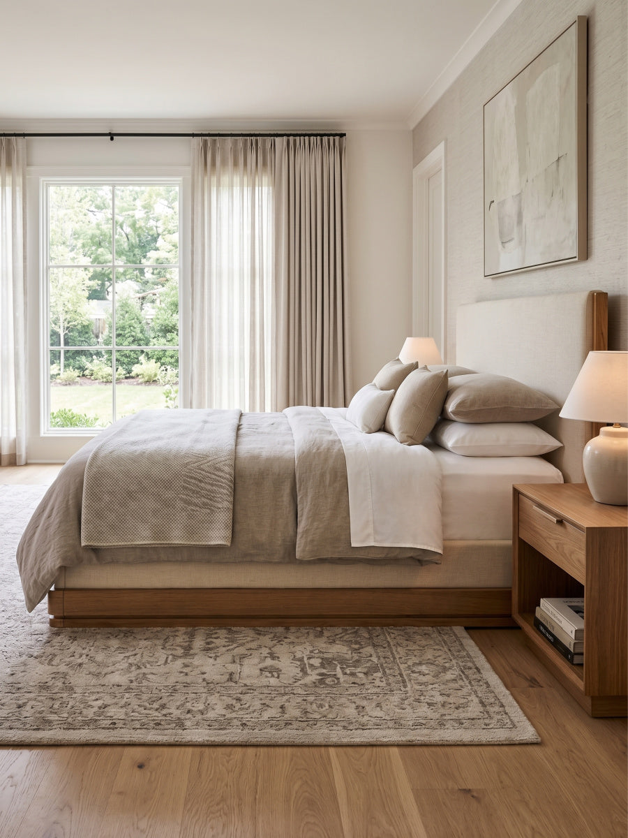 Zoey Beige Upholstered Eastern King Bed | OROA